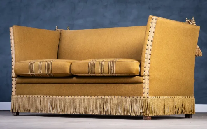 Pamono Vintage Green and Yellow Velvet Knole Sofa, 1950s Sale