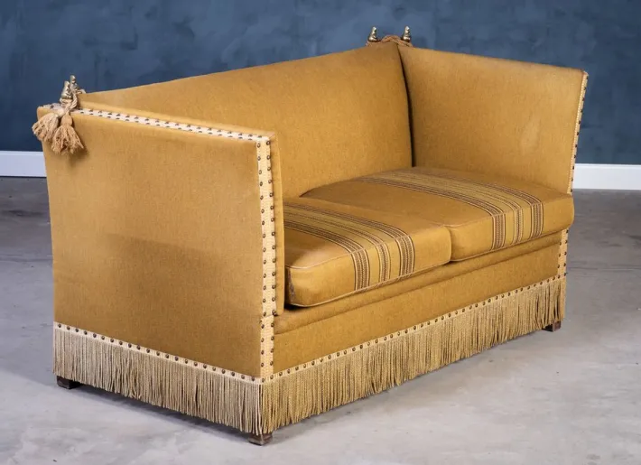 Pamono Vintage Green and Yellow Velvet Knole Sofa, 1950s Sale