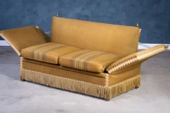 Pamono Vintage Green and Yellow Velvet Knole Sofa, 1950s Sale