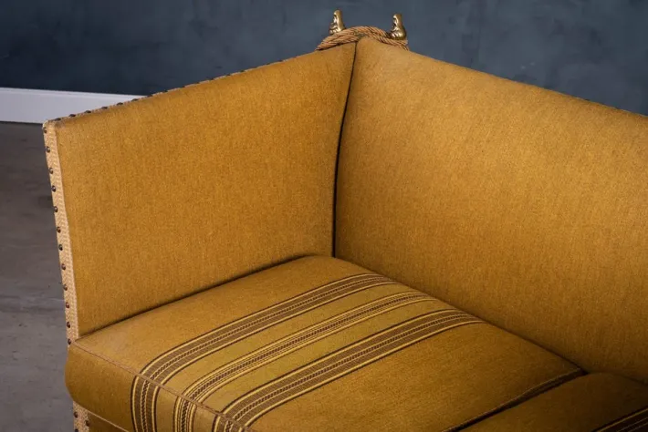 Pamono Vintage Green and Yellow Velvet Knole Sofa, 1950s Sale