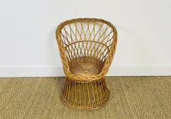 Pamono Vintage Handcrafted Rattan Children's Armchair, 1960s Discount