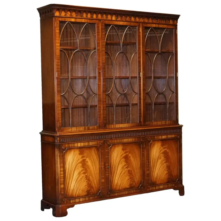 Pamono Vintage Hardwood Breakfront Display Bookcase from Bevan Funnell Online