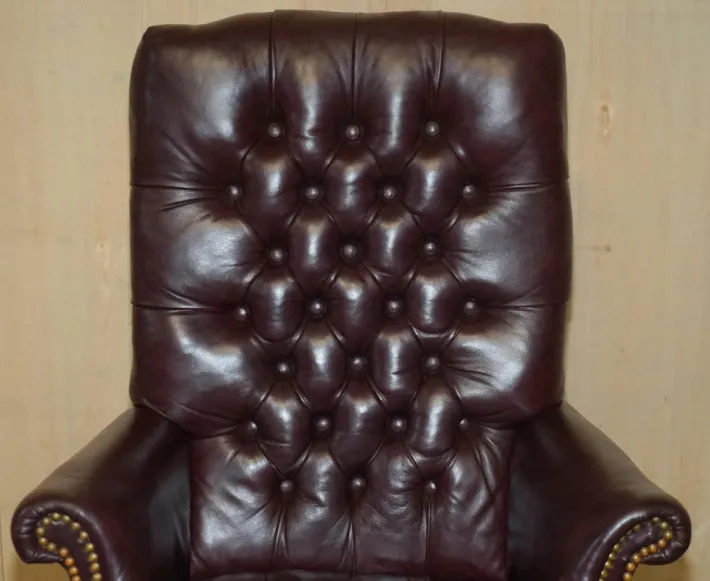 Pamono Vintage Heritage High Back Chesterfield Leather Office Captains Swivel Chair