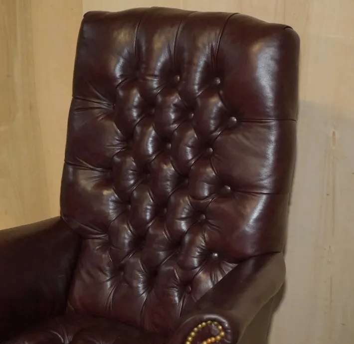 Pamono Vintage Heritage High Back Chesterfield Leather Office Captains Swivel Chair