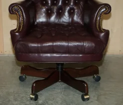 Pamono Vintage Heritage High Back Chesterfield Leather Office Captains Swivel Chair