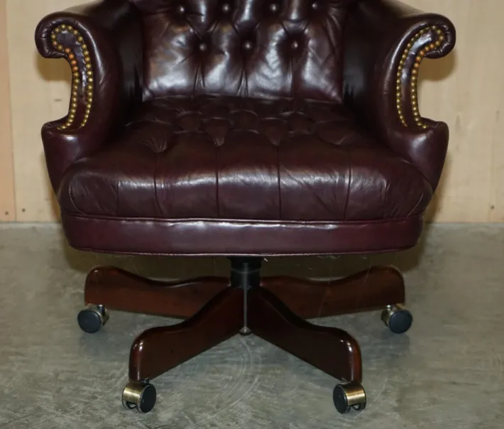 Pamono Vintage Heritage High Back Chesterfield Leather Office Captains Swivel Chair