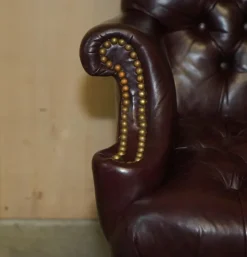 Pamono Vintage Heritage High Back Chesterfield Leather Office Captains Swivel Chair