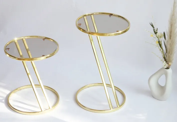 Pamono Vintage Hollywood Regency Brass Tables with Glass Top, 1960s, Set of 2 Best