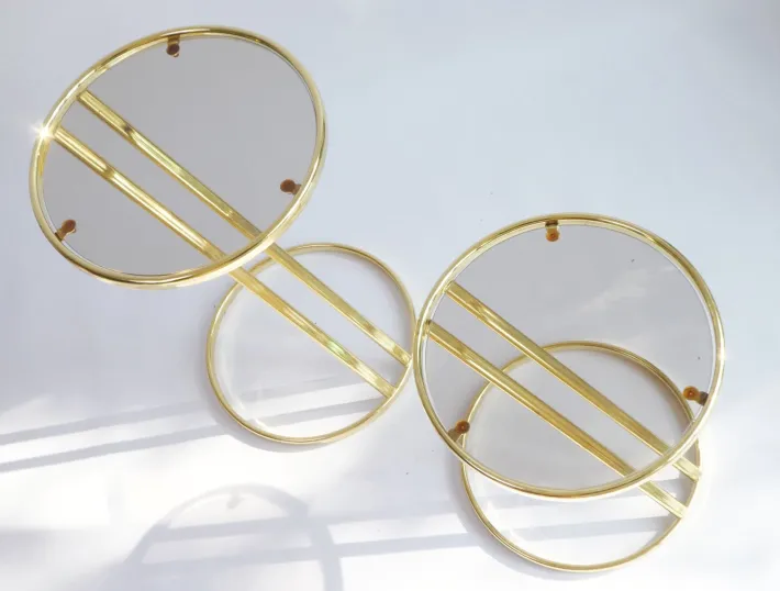 Pamono Vintage Hollywood Regency Brass Tables with Glass Top, 1960s, Set of 2 Best