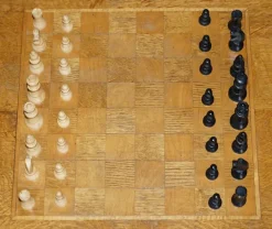 Pamono Vintage Honey Oak Chess Board Coffee Table With Chess Set Best