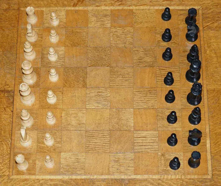 Pamono Vintage Honey Oak Chess Board Coffee Table With Chess Set Best