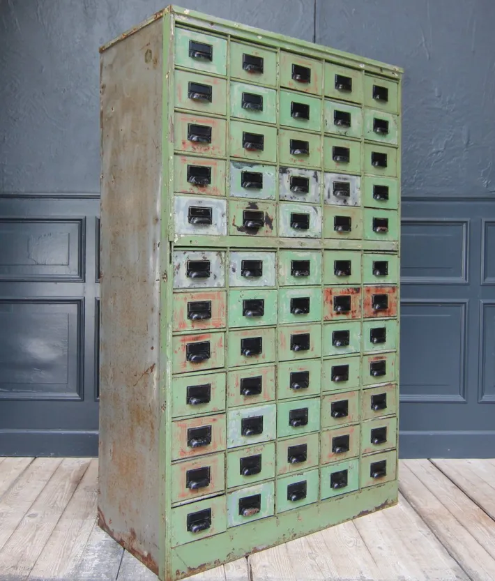 Pamono Vintage Industrial Metal Drawer Cabinet, 1920s Online