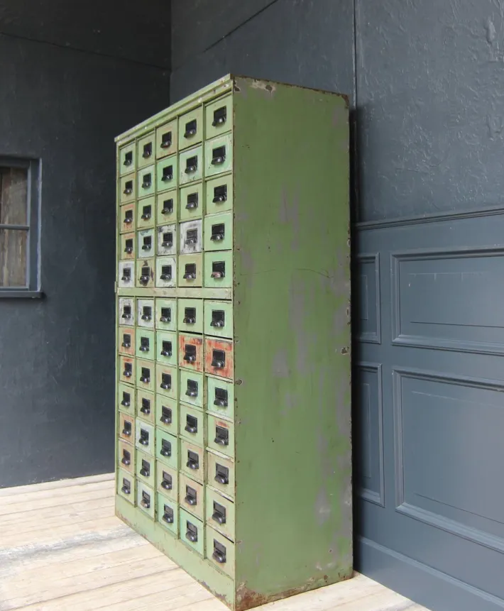 Pamono Vintage Industrial Metal Drawer Cabinet, 1920s Online