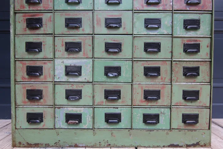 Pamono Vintage Industrial Metal Drawer Cabinet, 1920s Online