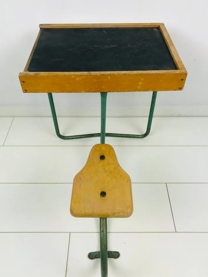 Pamono Vintage Industrial Metal and Wood Children's Desk Discount