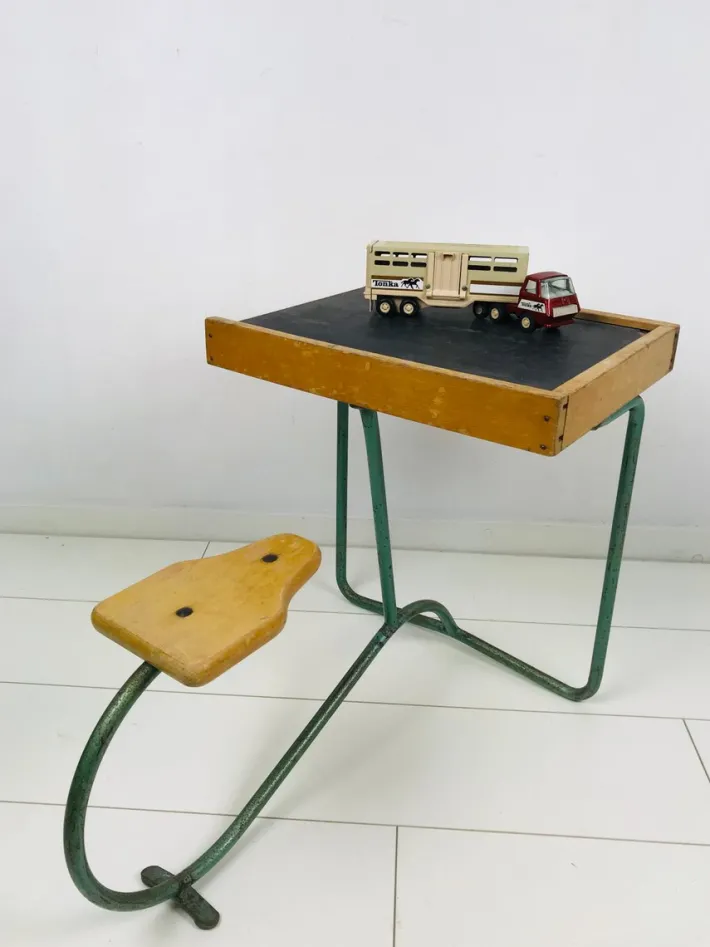 Pamono Vintage Industrial Metal and Wood Children's Desk Discount