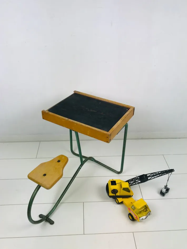 Pamono Vintage Industrial Metal and Wood Children's Desk Discount