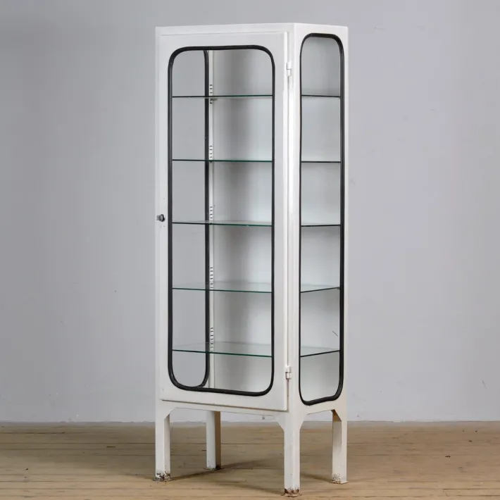 Pamono Vintage Iron and Glass Medical Cabinet, 1970s Hot