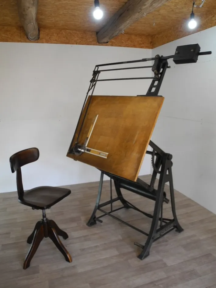 Pamono Vintage Iron Architects Drawing Table, 1920s Hot