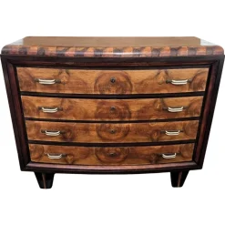 Pamono Vintage Italian Art Deco Burl Wood and Bronze Chest of Drawers by Paolo Buffa, 1940s Hot
