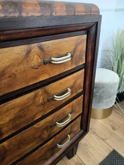 Pamono Vintage Italian Art Deco Burl Wood and Bronze Chest of Drawers by Paolo Buffa, 1940s Hot