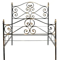 Pamono Vintage Italian Black and Gold Painted Wrought Iron Single Bed, 1950s Best