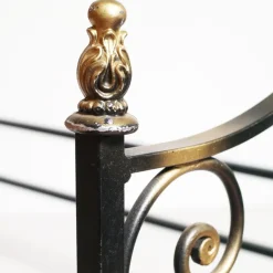 Pamono Vintage Italian Black and Gold Painted Wrought Iron Single Bed, 1950s Best