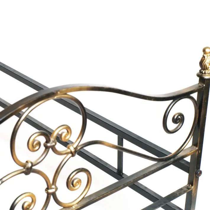 Pamono Vintage Italian Black and Gold Painted Wrought Iron Single Bed, 1950s Best