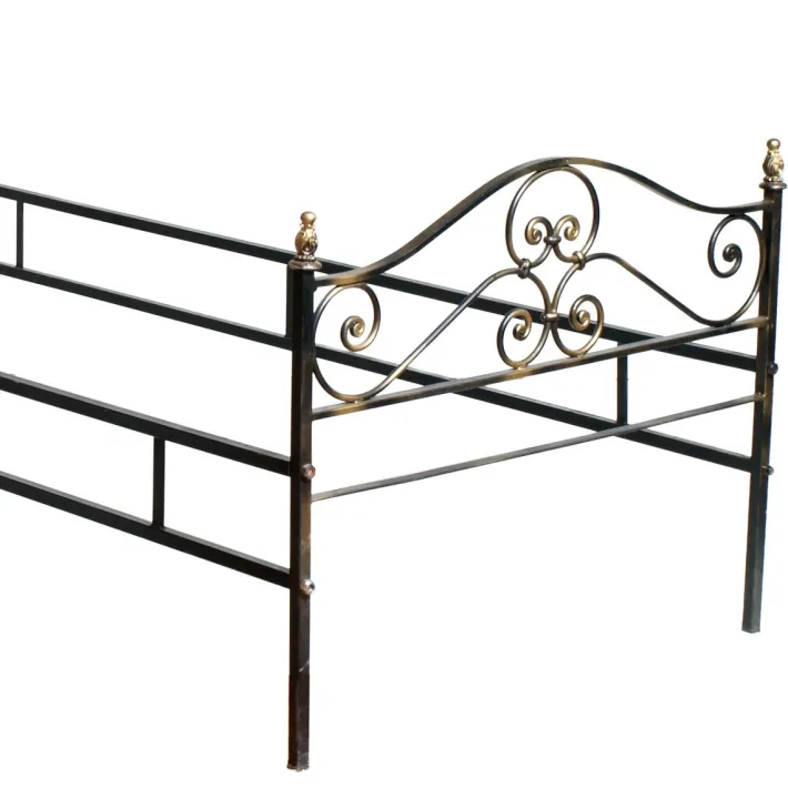 Pamono Vintage Italian Black and Gold Painted Wrought Iron Single Bed, 1950s Best