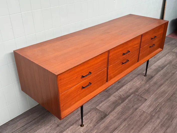 Pamono Vintage Italian Chest of Drawers in Teak and Metal Legs, 1950s Discount