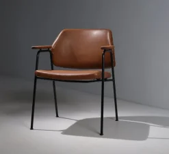 Pamono Vintage Italian Desk Chair in Faux Leather and Black Iron, 1960s Clearance