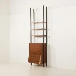 Pamono Vintage Italian Floor to Ceiling Wall Unit with a Bureau or a Bar Cabinet, 1960s Clearance