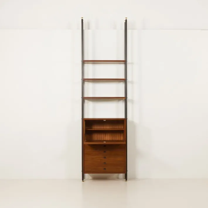 Pamono Vintage Italian Floor to Ceiling Wall Unit with a Bureau or a Bar Cabinet, 1960s Clearance