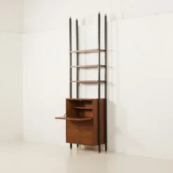 Pamono Vintage Italian Floor to Ceiling Wall Unit with a Bureau or a Bar Cabinet, 1960s Clearance