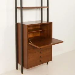Pamono Vintage Italian Floor to Ceiling Wall Unit with a Bureau or a Bar Cabinet, 1960s Clearance