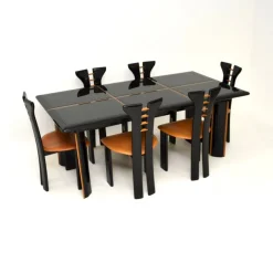 Pamono Vintage Italian Lacquered Dining Table and Chairs attributed to Pierre Cardin for Roche Bobois, 1970s, Set of 7 Online