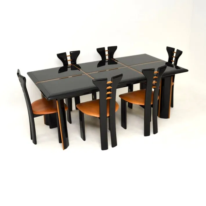 Pamono Vintage Italian Lacquered Dining Table and Chairs attributed to Pierre Cardin for Roche Bobois, 1970s, Set of 7 Online