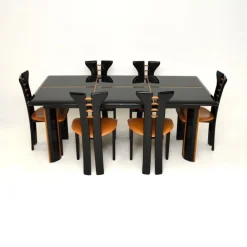 Pamono Vintage Italian Lacquered Dining Table and Chairs attributed to Pierre Cardin for Roche Bobois, 1970s, Set of 7 Online