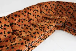 Pamono Vintage Italian Modular Sofa in Orange Velvet, 1970s, Set of 5 Clearance