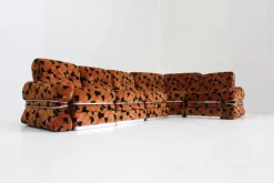 Pamono Vintage Italian Modular Sofa in Orange Velvet, 1970s, Set of 5 Clearance