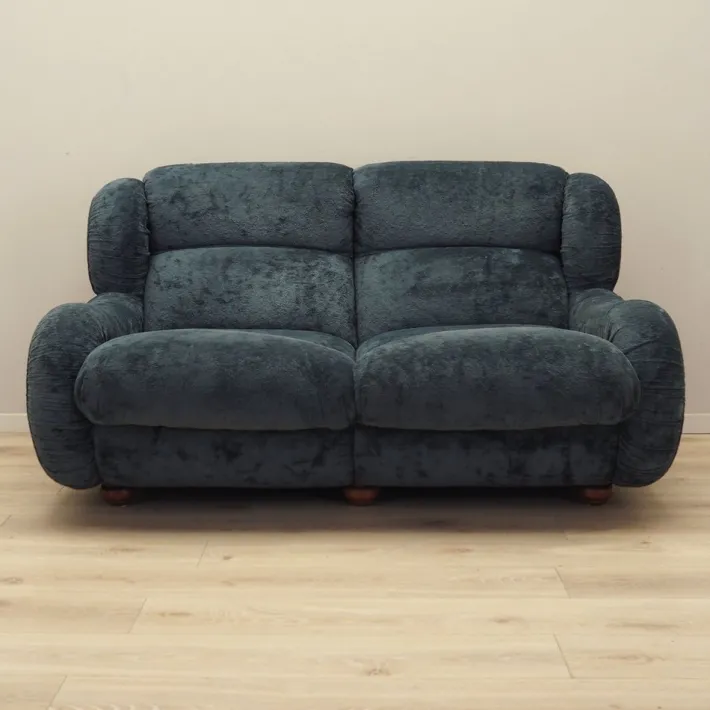 Pamono Vintage Italian Navy Blue Velour Sofa, 1970s Sale