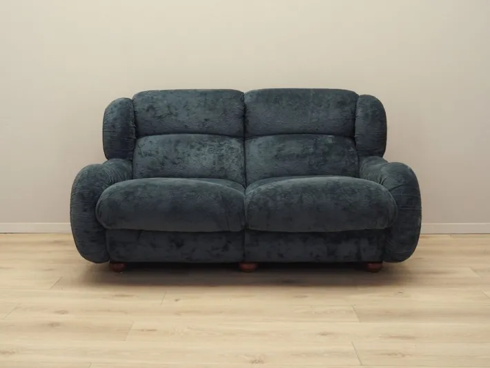 Pamono Vintage Italian Navy Blue Velour Sofa, 1970s Sale