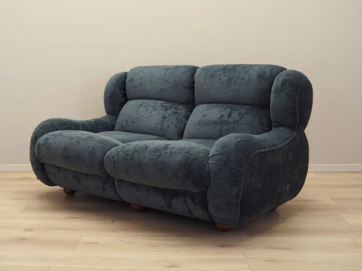 Pamono Vintage Italian Navy Blue Velour Sofa, 1970s Sale