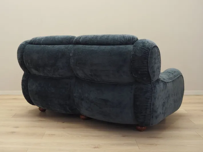 Pamono Vintage Italian Navy Blue Velour Sofa, 1970s Sale