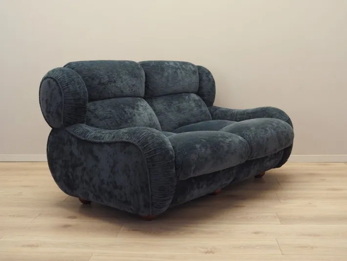 Pamono Vintage Italian Navy Blue Velour Sofa, 1970s Sale