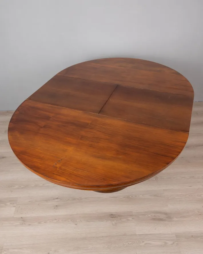 Pamono Vintage Italian Round Table in Wood and Brass, 1960s Online