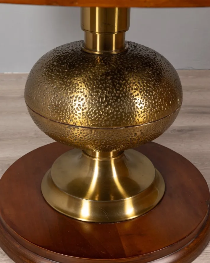 Pamono Vintage Italian Round Table in Wood and Brass, 1960s Online