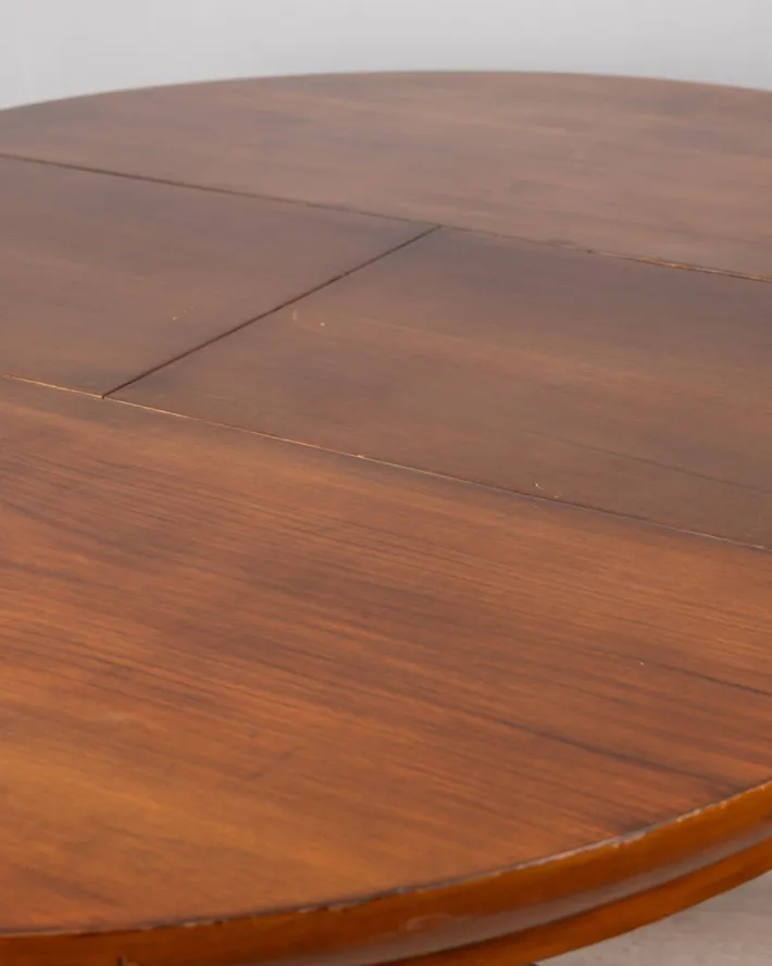 Pamono Vintage Italian Round Table in Wood and Brass, 1960s Online