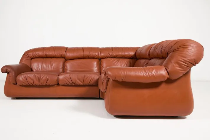Pamono Vintage Italian Sectional Cognac Leather Sofa, 1970s Sale