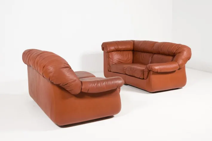 Pamono Vintage Italian Sectional Cognac Leather Sofa, 1970s Sale